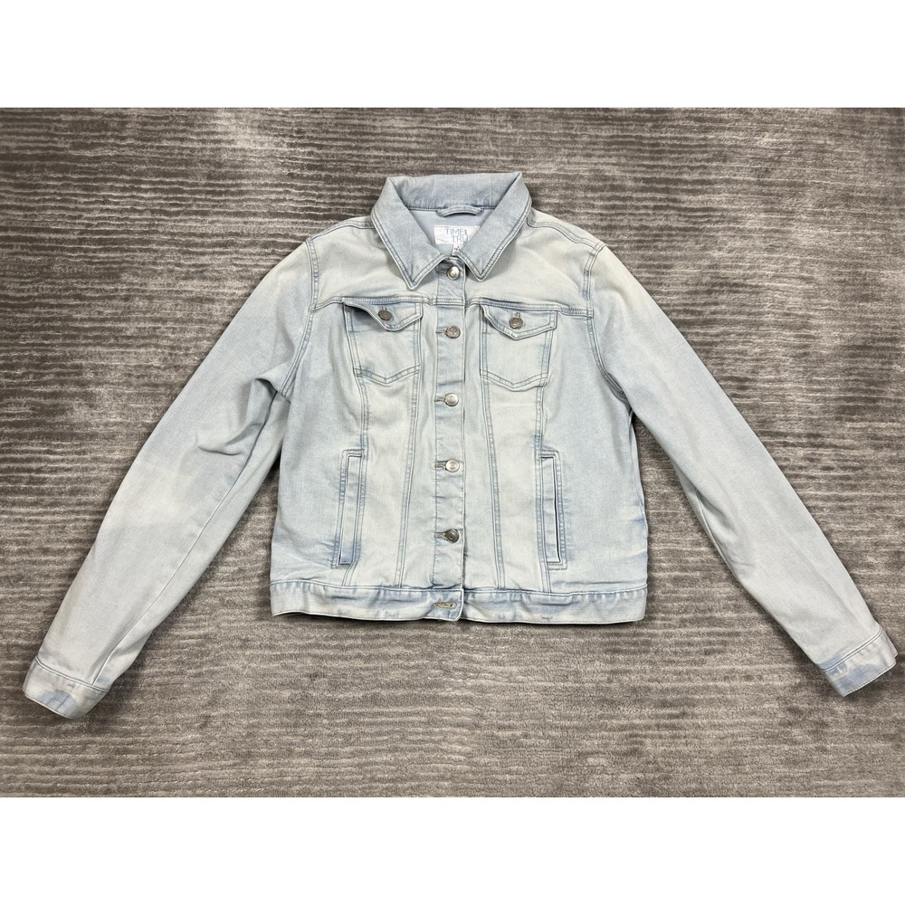Time and Tru Jacket Womens‎ Large Blue Light Wash Cotton Blend Pockets